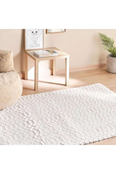 PAN HOME سجادة حضرية ناعمة من الفرو بلون العاج مقاس 120×160 سم