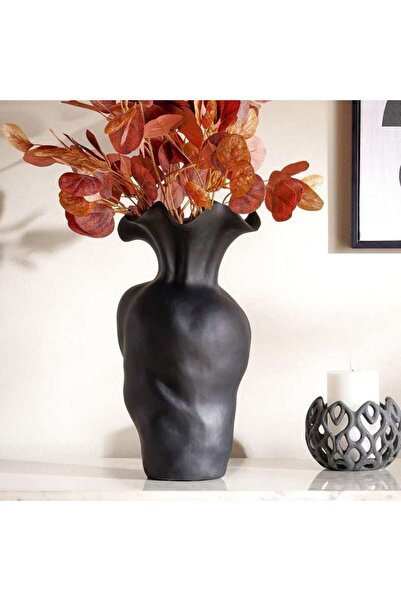 PAN HOME Saja Handmade Faceted Ceramic Vase 22x22x36.5cm - Black
