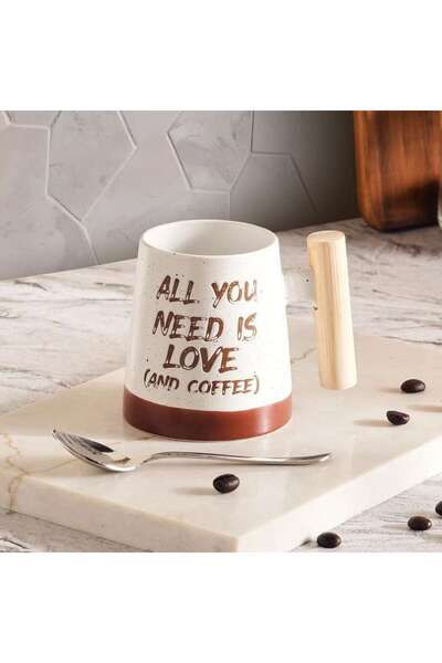 PAN HOME All You Need Is Love Stoneware Mug 350ml -white & Brown