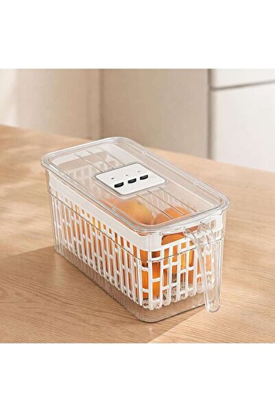 PAN HOME Verde Fridge Organizer With Draining Basket 31.5x15x14.2cm -clear