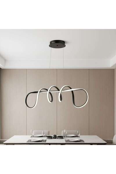 PAN HOME مصباح معلق متكامل من فيرول بقوة 43 واط، مقاس 90×22×150 سم - أسود