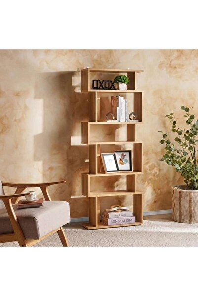 PAN HOME رف متعدد الأغراض من فيودور بستة طبقات 60x20x160 سم - طبيعي