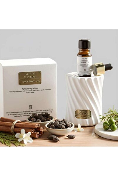 PAN HOME مجموعة هدايا زيت عطري خشبي أبيض 10 مل - أبيض