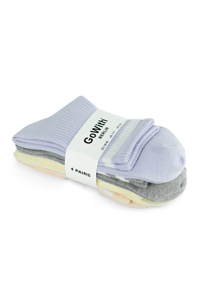 GoWith Women's Colorful 4-Piece Cotton Sports Circle Soft Flexible Durable College Type Socks 2501