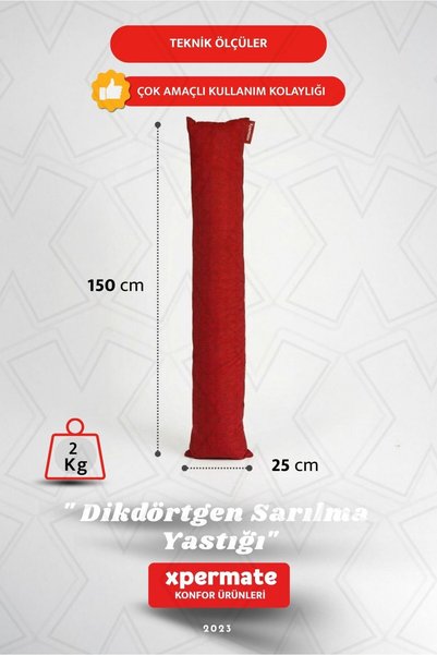 XPERMATE Hugging Pillow Leg Pillow Side Sleeping Sleeping Pillow Rectangular 150X25 cm Dark Red