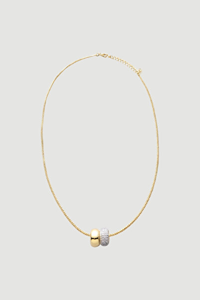 Gusto Zincir Ucu Halka Zirkon Kolye - Gold