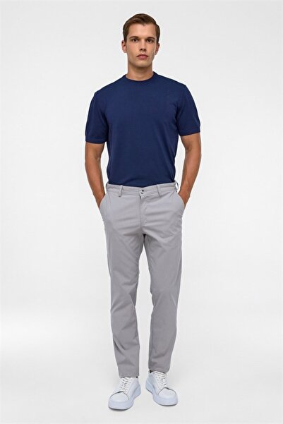 SÜVARİ Gri Regular Armürlü Pantolon