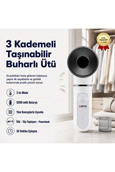 hızlı store HZL 3 Kademeli Portatif Kablosuz Seyahat Ütüsü Bataryalı Kırışık ...