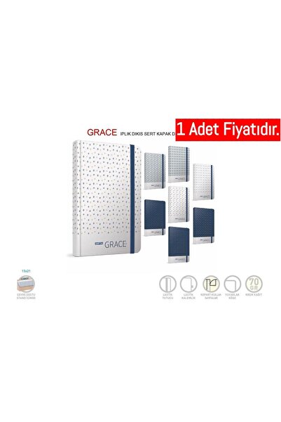 Gıpta Caiet Grace cu copertă rigidă cusută, cu dungi de coli, format A5