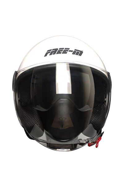 ebakbak Motosiklet Yarım Kask Camlı Ce Onaylı Güneş Vizörlü Motor Kaskı Whıte