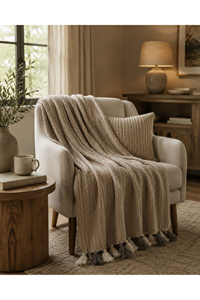 Vannes Home %100 Pamuk Modern Püsküllü Çift Kişilik Pike Yatak Örtüsü 200x220 cm
