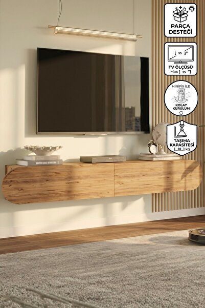 Yurupa Lumos 180 cm Oval Kapaklı Tv Ünitesi Modern Duvara Monte Tv Sehpası At...