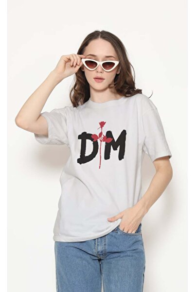 buzagi tasarım ürünleri تي شيرت أبيض للجنسين من Depeche Mode Regular Fit