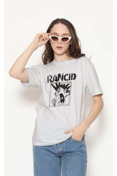 buzagi tasarım ürünleri Rancid Regular Fit Unisex White T-Shirt
