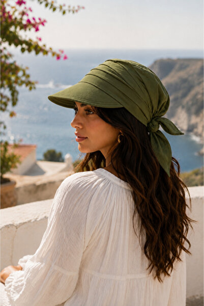 Wearflawless قبعة باندانا نسائية كاكي برباط، قبعة صيفية واقية من الشمس، قبعة ...