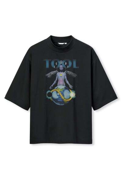 buzagi tasarım ürünleri Tool Digital Printing Oversize Black Unisex T-Shirt