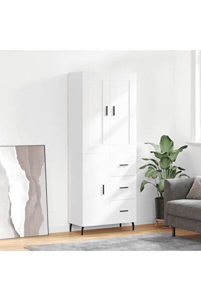 Concept Dulap înalt, alb, 69,5x34x180 cm, lemn compozit