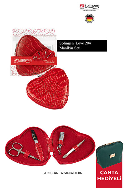 Solingen Love Manikür Seti 204 - Makas,Törpü,Cımbız,Tırnak Makası