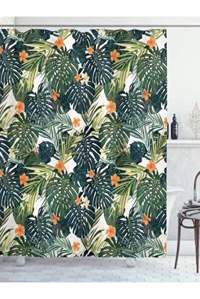 Abakuhaus Perdea de duș din material textil 175x240cm - Model floral retro po...