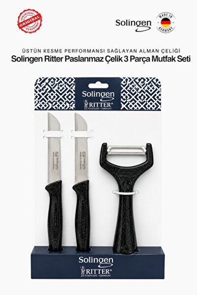 Solingen Ritter 3'lü Paslanmaz Çelik Mutfak Seti Siyah