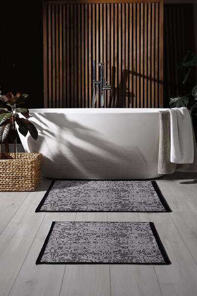 Cotto Home Rothi Pamuklu Kaymaz Taban Gri 2'li Banyo Paspas Seti 60x100 60x15...