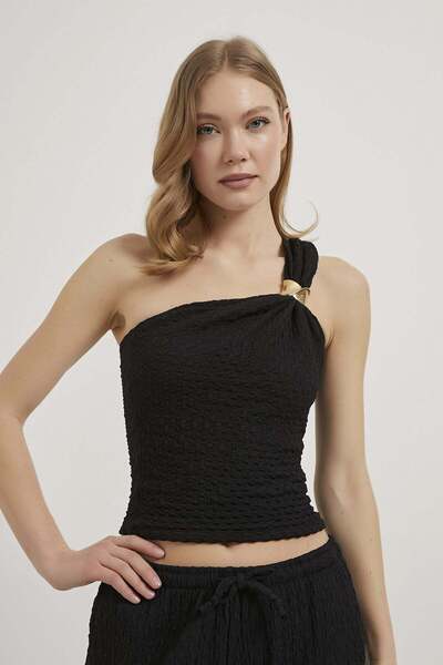 Arma Life Armalife 1641 Accessory Detailled One Shoulder Textured Stretchy Wo...