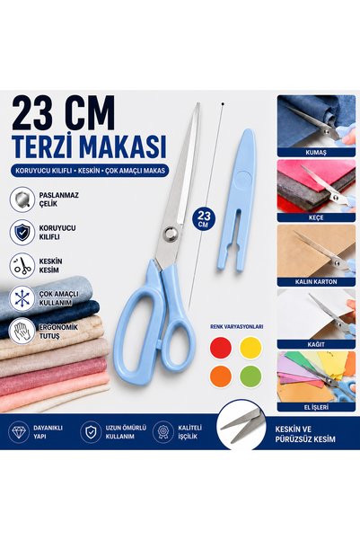 lawrenceshop 1. Kalite 23 Cm Paslanmaz Çelik Terzi Makası Kumaş Makası Kalın ...
