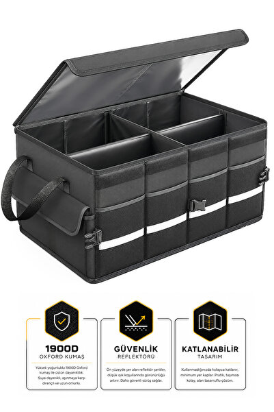 Arnee Büyük Boy Premium Araç İçi Bagaj Düzenleyici Organizer Çanta Oxford Kum...