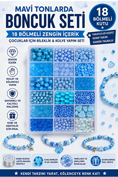 By MO Accessories Çocuklar İçin Mavi Boncukla Takı Yapma Seti 2 - Hobi Boncuk...
