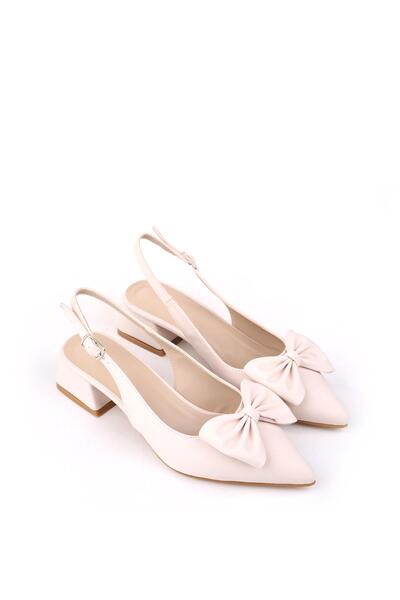 Papuçsepeti Shoe Basket Mr150 Women's Bow 4.5 cm Heeled Shoes