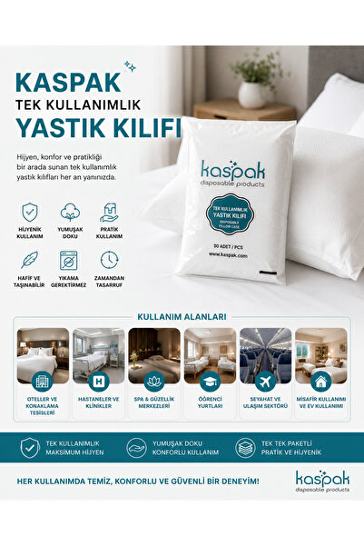 kaspak Tek Kullanımlık Yastık Kılıfı/ 70*50 20 Cm/ Kapaklı 10 Adet