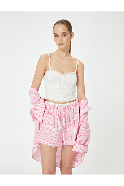 Koton Korzetový bustier s krajkou, tenkými ramínky a detaily s knoflíky