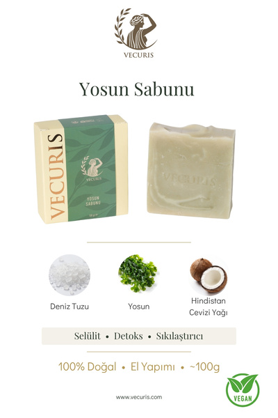 VECURIS Selülit Karşıtı Yosun Sabunu | Deniz Yosunu, Mineral Tuzlar | Doğal S...