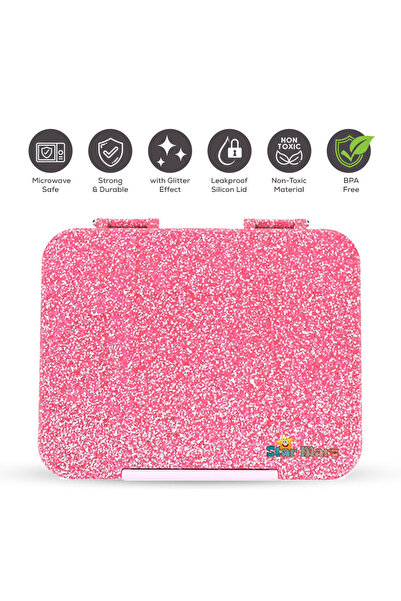 StarMarz Bento Glitter Lunch Box For Kids, 1195 ml - Pink