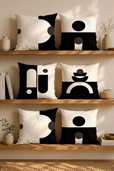 Belle Benoit 6 bucăți design alb-negru, imprimat cu două fețe, decorativ, faț...