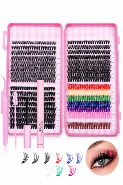 alaraycosmetics Takma Kirpik Albüm Seti/ 640 Kök Yoğun Cluster Renklı Siyah M...
