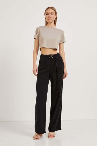 Arma Life Palazzo Wide Leg Trousers with Waist Belt