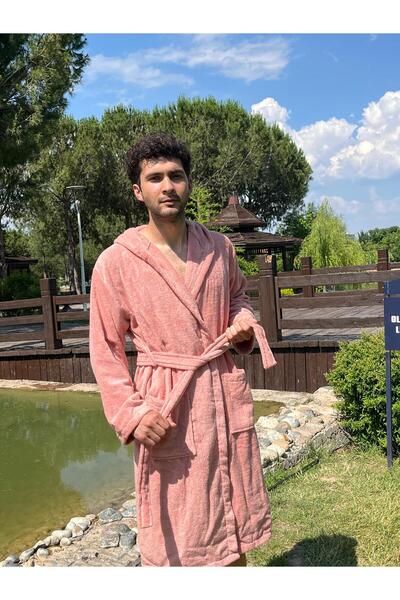 ALENHAR %100 Mikro Pamuk Pembe Bornoz