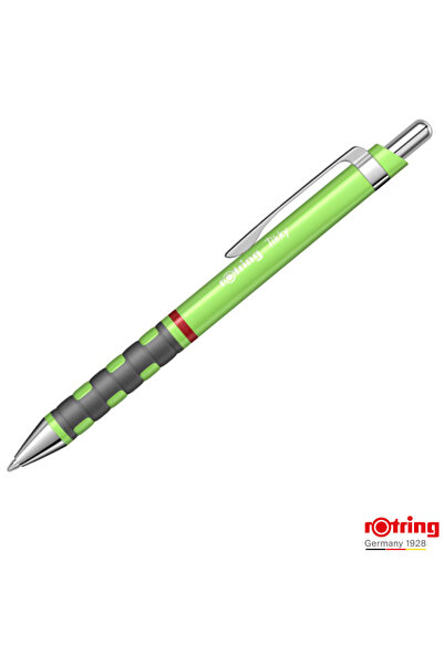 Rotring Pix Tikky 3 Verde Neon cu Clip, Mina Jumbo Albastra 0.7mm, Grip Ergon...