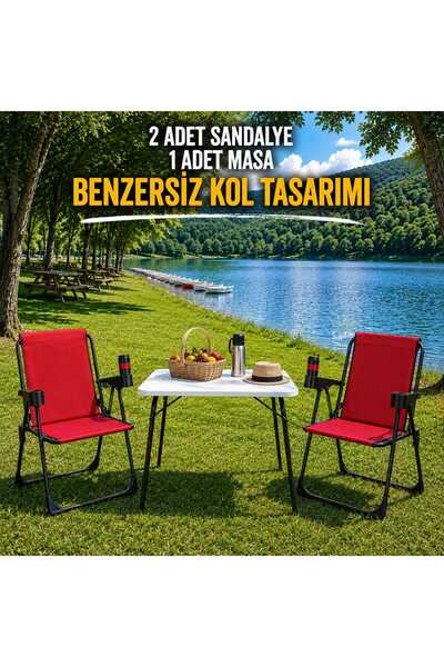DEKOZUM HOLİDAY Kamp Seti Kamp Sandalyesi Kamp Masası Katlanır Kamp Piknik Se...