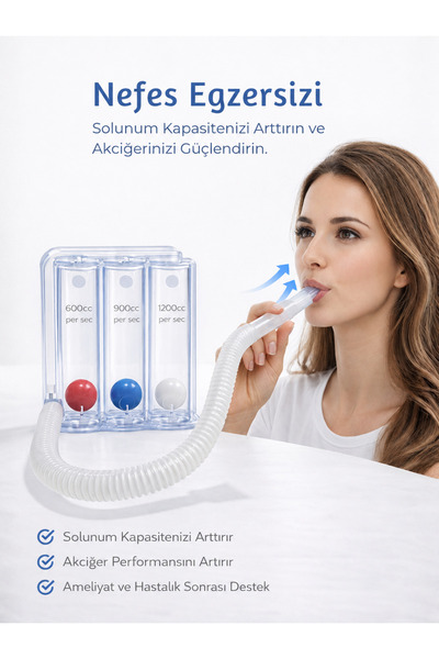 MEDAS LİFE Triflo 3 Toplu Nefes Egzersiz Cihazı (Incentive Spirometre) | Akci...