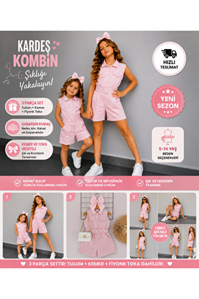KOKOŞ BEBEK Belt, Bandana Gift Jumpsuit |   Between 11/14 Years