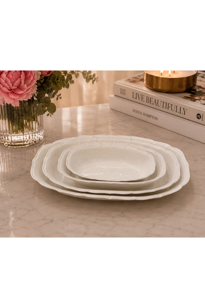 Aryıldız Bone Porselen 4 lü Derin Salata Ve Meze Tabağı Oval