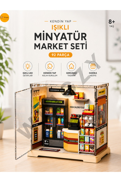 Wingzy Kendin Yap Işıklı Minyatür Market Seti 92 Parça
