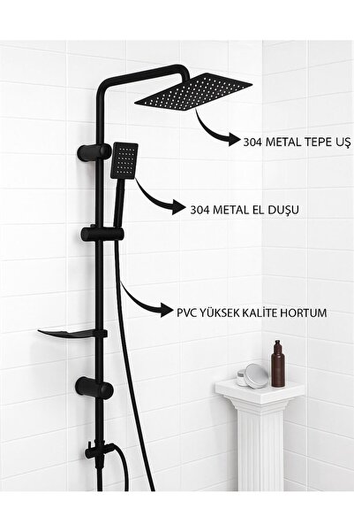 FAWER Faucet & Shower Fawer Siyah Yağmurlama Robot Duş Seti Metal El-tepe Duş...