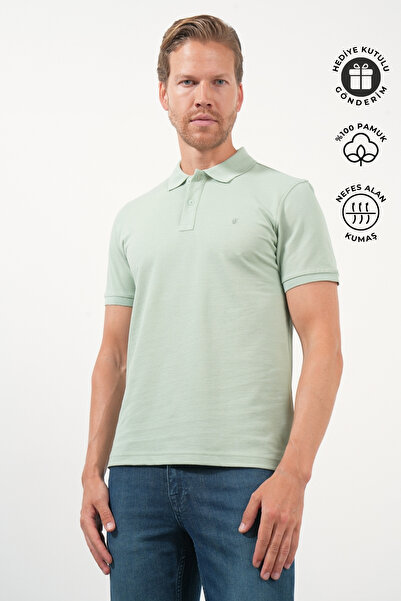 İmza Green Polo Collar Pique Short Sleeve Slim Fit Cotton T-Shirt 1011260170
