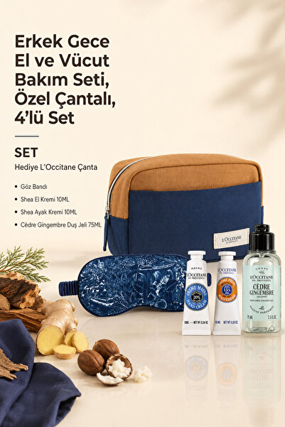 L'Occitane Erkek Gece El ve Vücut Bakım Seti, Özel Çantalı, 4'lü Set