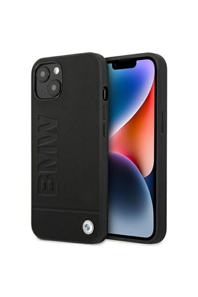 BMW Husă BMHCP14MSLLBK iPhone 14 Plus 6.7 " negru / negru Ștampilă de piele