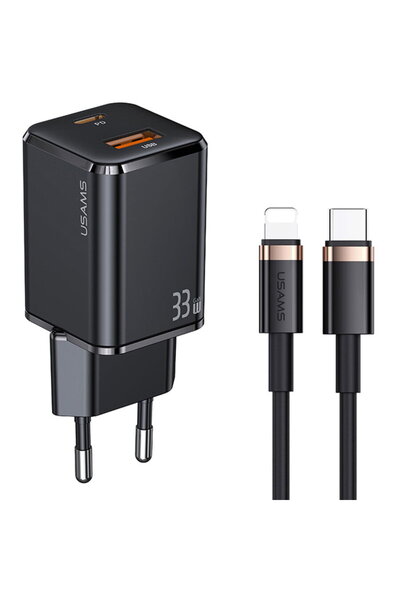 Usams Cablu Lightning/USB-C 33W Negru