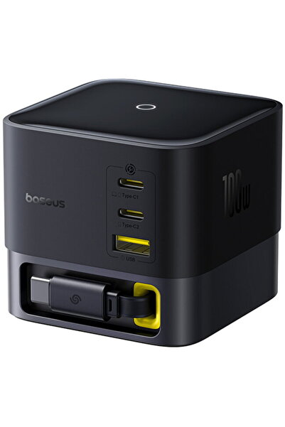 Baseus 3xUSB-C + USB-A 1.5m GaN Cosmic 100W Negru